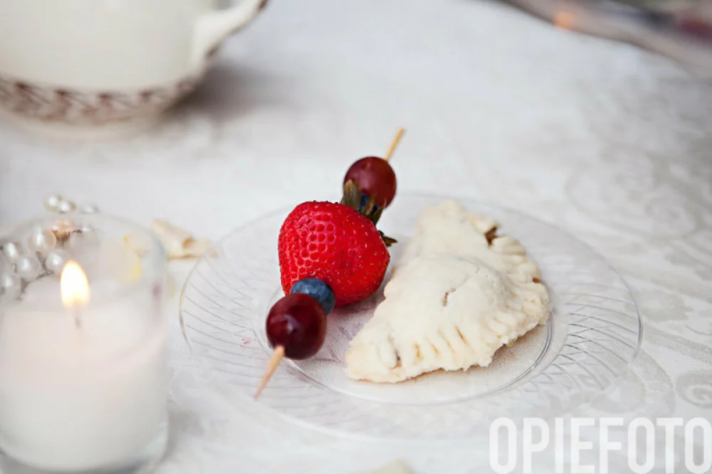 Image of meat pies and fresh fruit