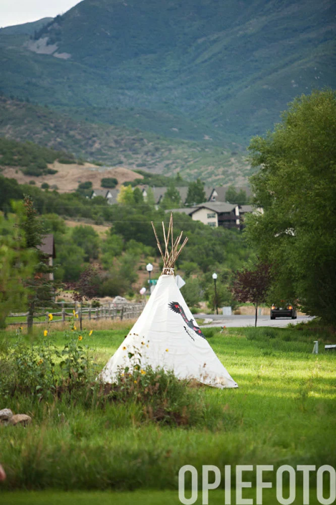 Image of utah indian teepee at wedding receptoin