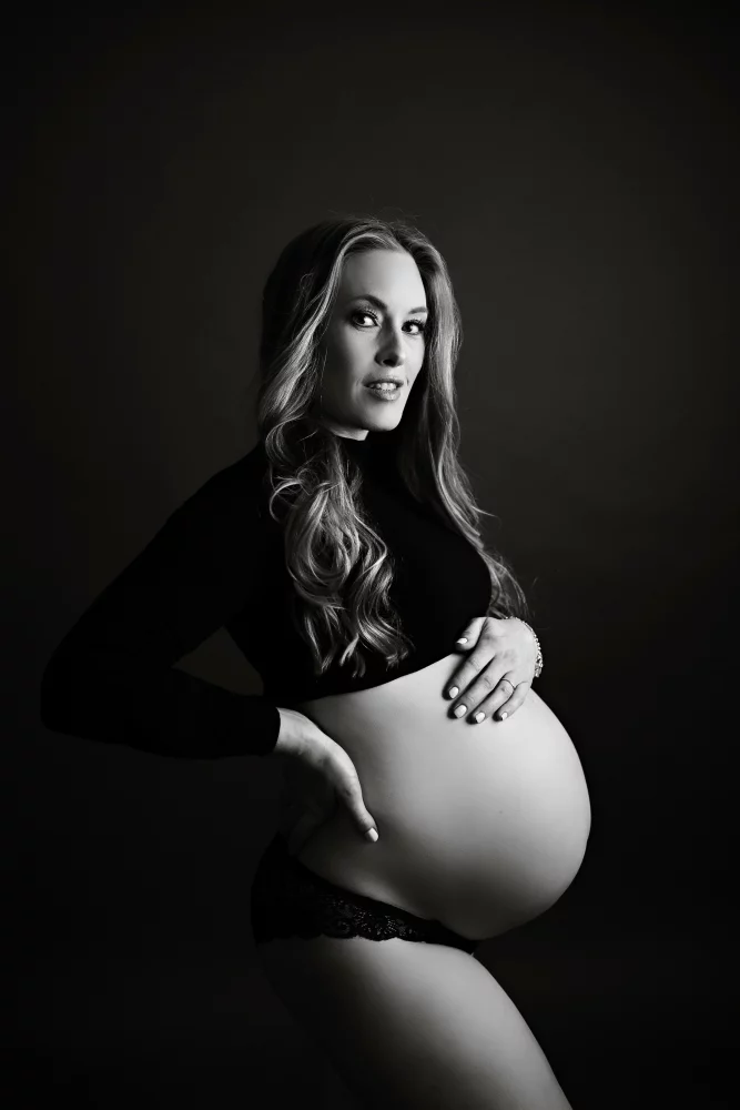 Image of black turtle neck maternity photo