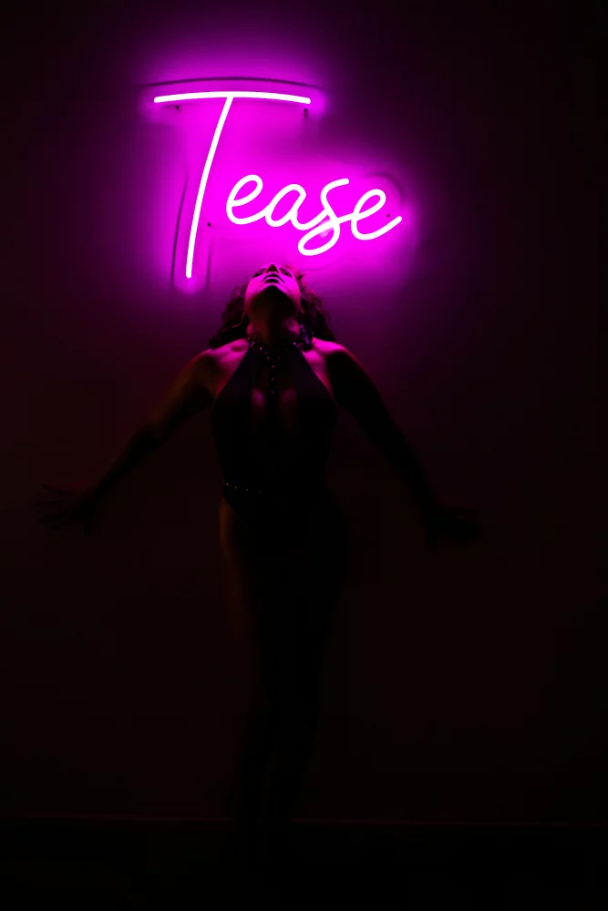 Image of boudoir photography in utah with neon lights